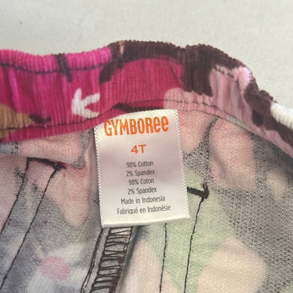 Gymboree NWOT Pink and Red corduroy pants with Vibrant Floral Design - Picture 2 of 4